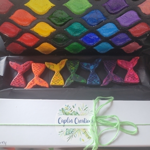 Hand Crafted Other - COPY - COPY - NEW Handmade 7 Mermaid Tails Speckled Rainbow Crayons Gift Packag…